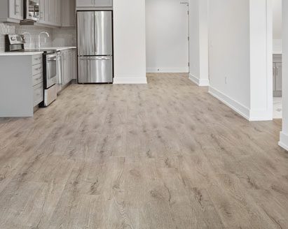 Kitchen with white floor